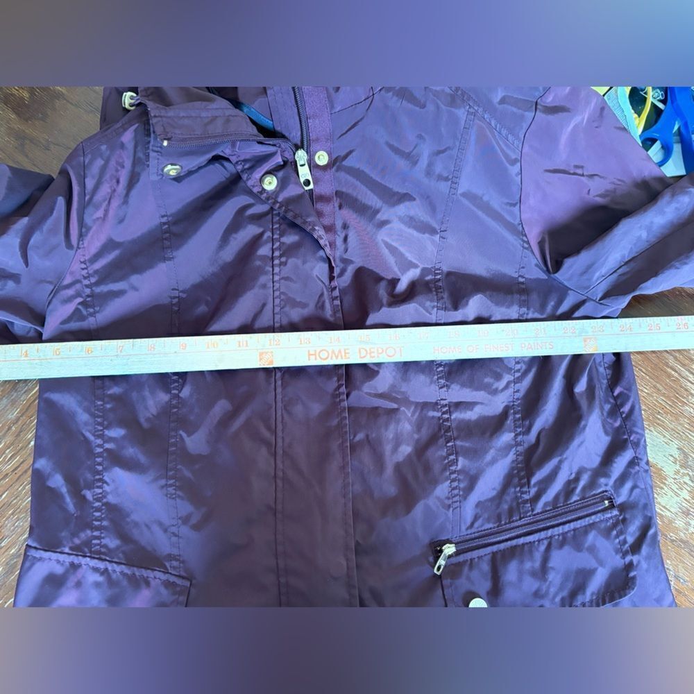 Cole Haan Signature Hooded Rain Jacket Anorak Wine Gold Hardware - Picture 3 of 14